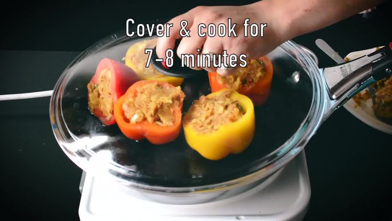 Image of the recipe cooking step-4-2 for Bharwa Shimla Mirch - Potato Stuffed Bell Peppers