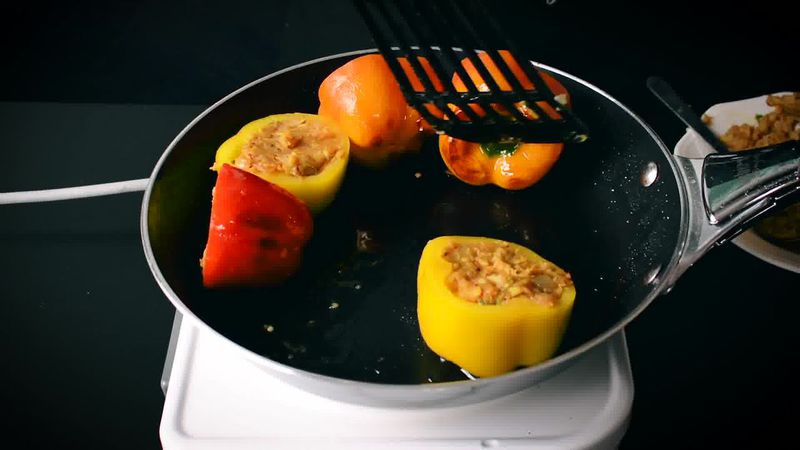 Image of the recipe cooking step-4-3 for Bharwa Shimla Mirch - Potato Stuffed Bell Peppers