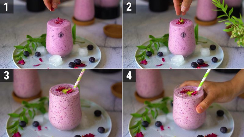 Image of the recipe cooking step-1-3 for Blueberry Lassi