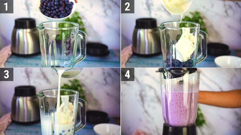 Image of the recipe cooking step-1-1 for Blueberry Milkshake