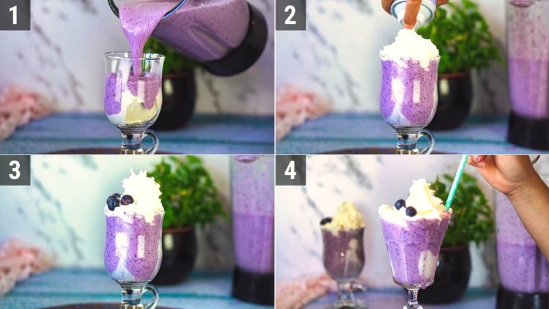 Image of the recipe cooking step-1-2 for Blueberry Milkshake