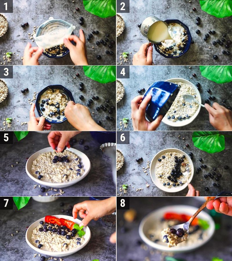Image of the recipe cooking step-1-3 for Blueberry Overnight Oats