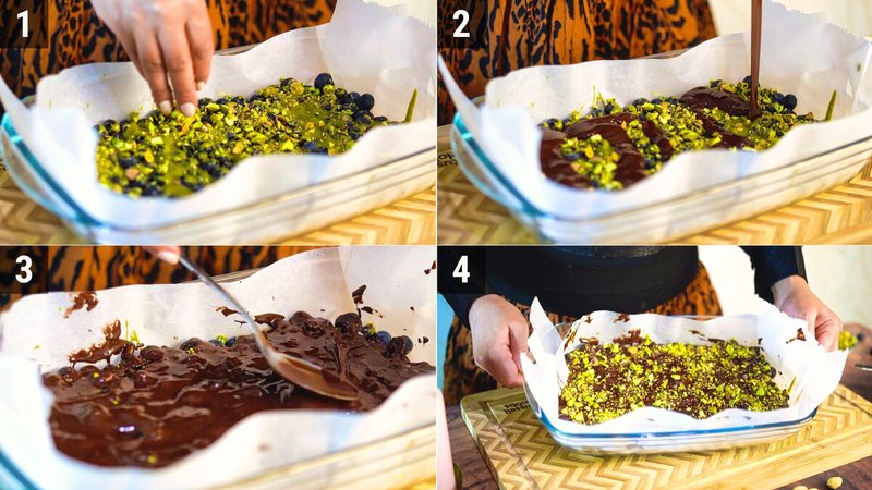 Image of the recipe cooking step-1-5 for Blueberry Pistachio Chocolate Bark