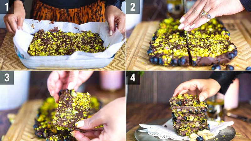 Image of the recipe cooking step-1-6 for Blueberry Pistachio Chocolate Bark