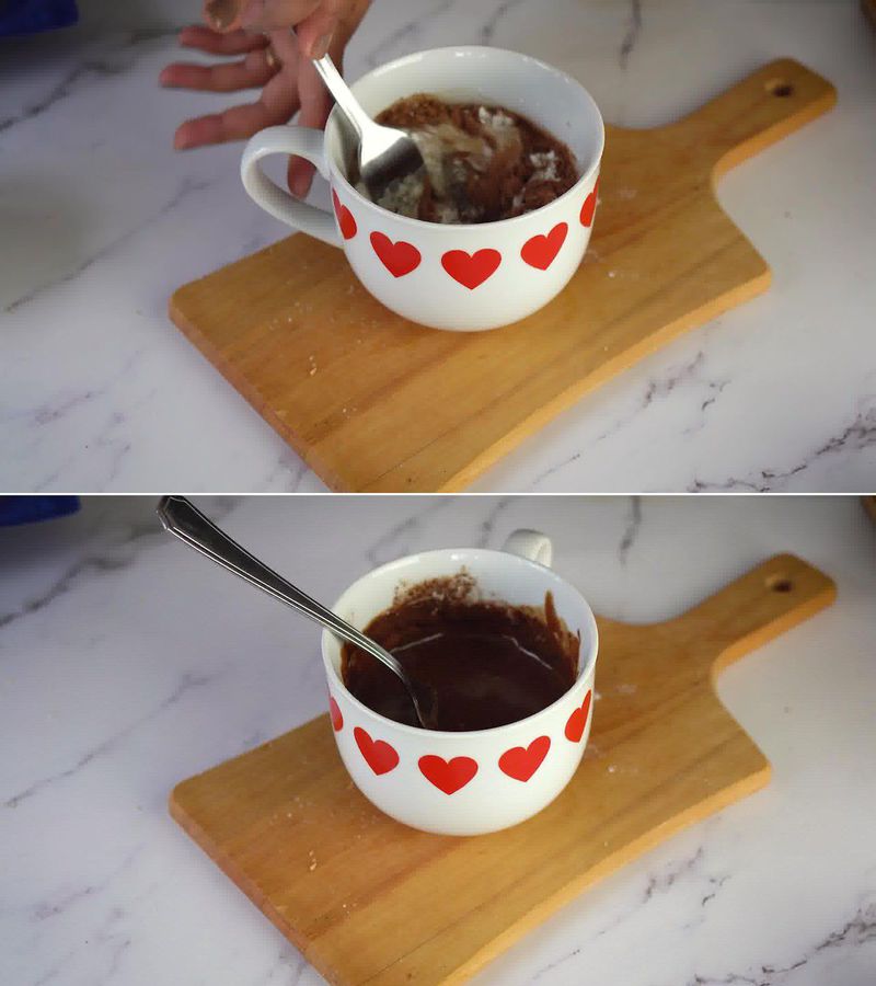 Image of the recipe cooking step-1-2 for Brownie in a Mug