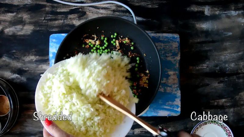 Image of the recipe cooking step-1-5 for Cabbage Peas Stuffed Paratha - Patta Gobi Ka Paratha