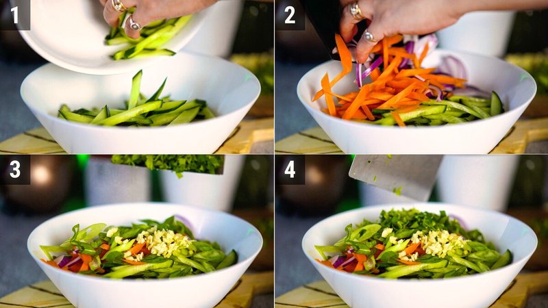 Image of the recipe cooking step-1-4 for Carrot Cucumber Salad with Roasted Peanuts