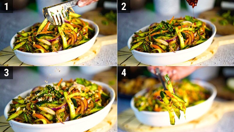 Image of the recipe cooking step-1-7 for Carrot Cucumber Salad with Roasted Peanuts