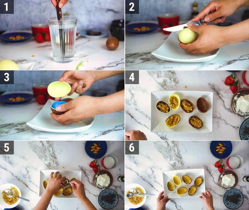 Image of the recipe cooking step-2-1 for Cheesecake Filled Easter Eggs