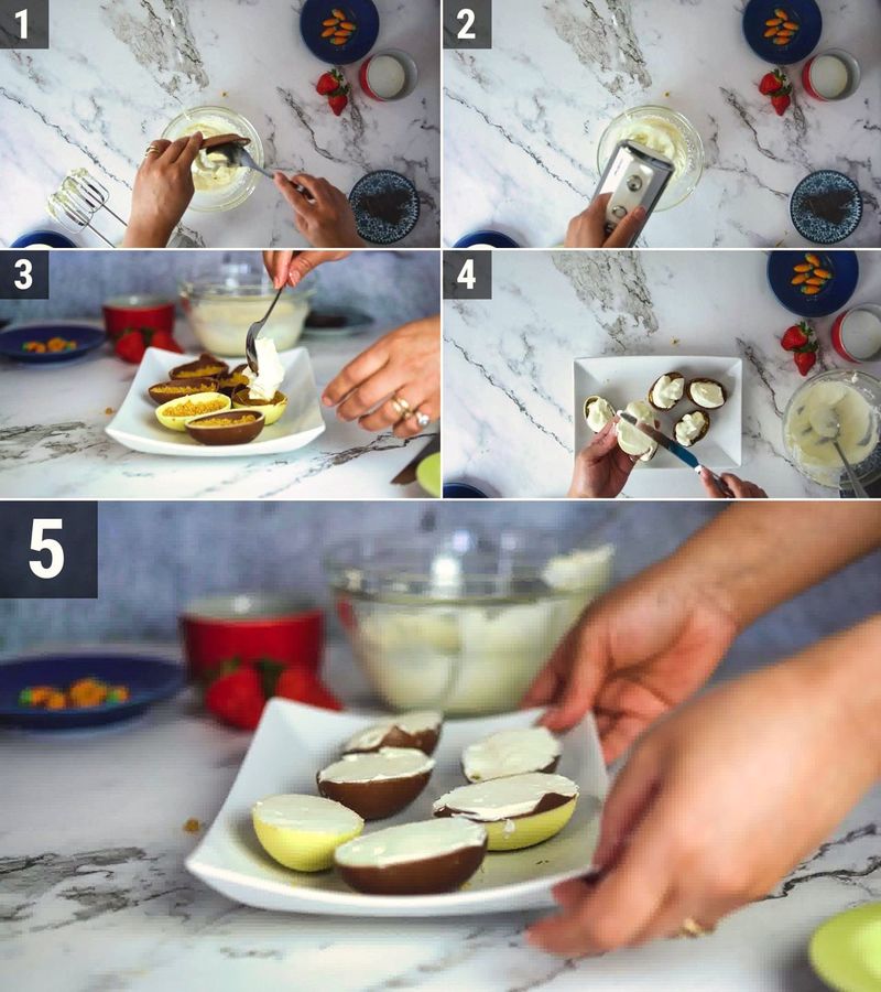 Image of the recipe cooking step-3-2 for Cheesecake Filled Easter Eggs