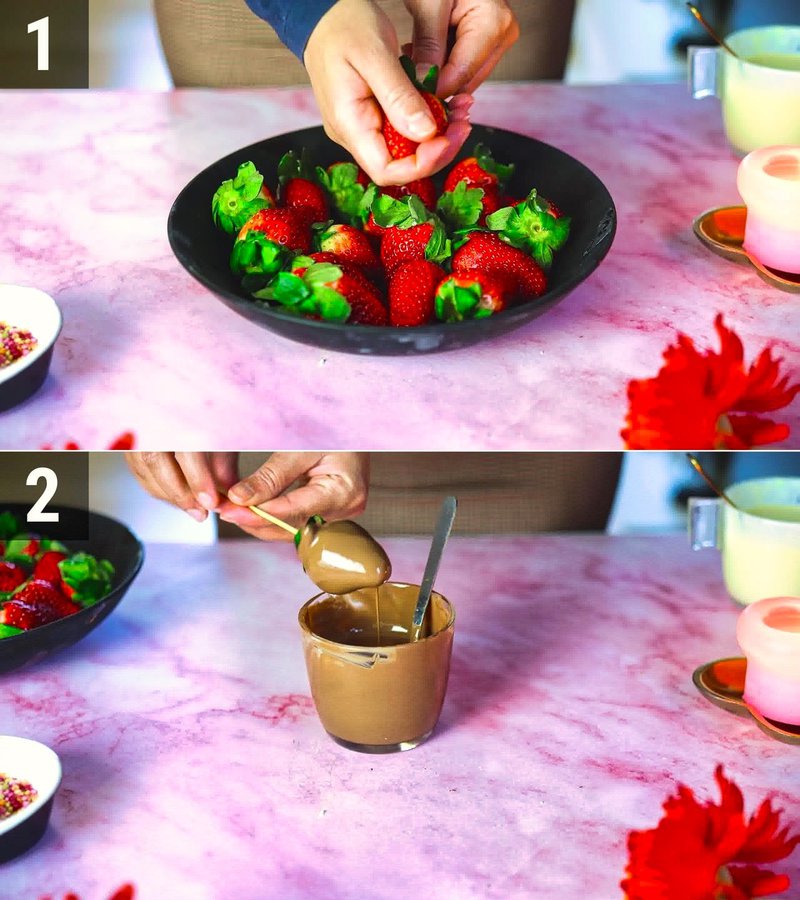 Image of the recipe cooking step-1-4 for Chocolate Covered Strawberries