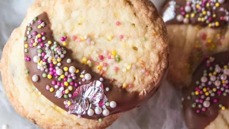 Image of the recipe cooking step-2-4 for Chocolate Dipped Shortbread Cranberry Cookies