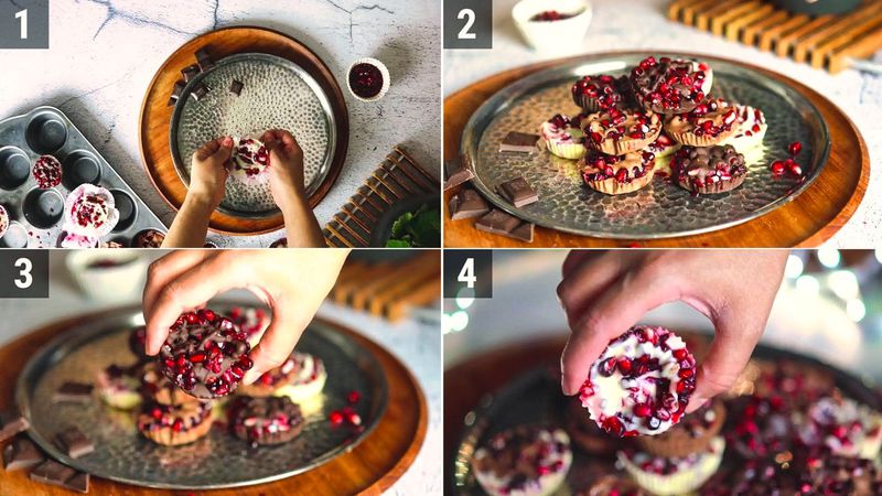 Image of the recipe cooking step-1-3 for Chocolate Pomegranate Bites