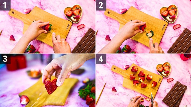 Image of the recipe cooking step-1-1 for Chocolate Strawberry Hearts