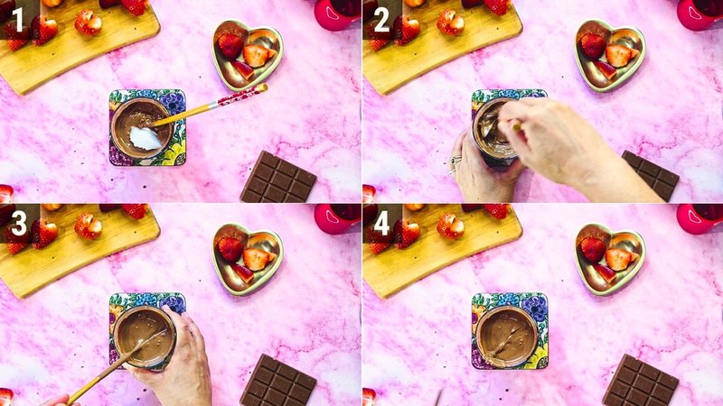 Image of the recipe cooking step-2-2 for Chocolate Strawberry Hearts