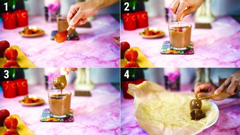 Image of the recipe cooking step-3-1 for Chocolate Strawberry Hearts