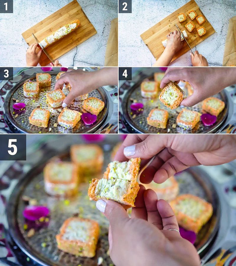 Image of the recipe cooking step-1-8 for Coconut Burfi Roll