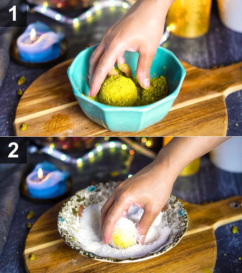 Image of the recipe cooking step-2-2 for Coconut Ladoo Truffles