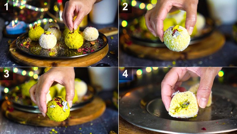 Image of the recipe cooking step-2-3 for Coconut Ladoo Truffles