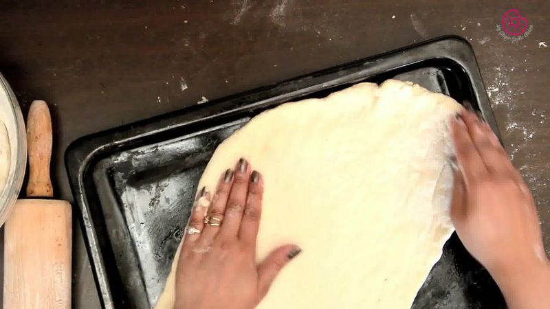 Image of the recipe cooking step-2-3 for Corn Cream Cheese Flatbread with Orange Vinaigrette