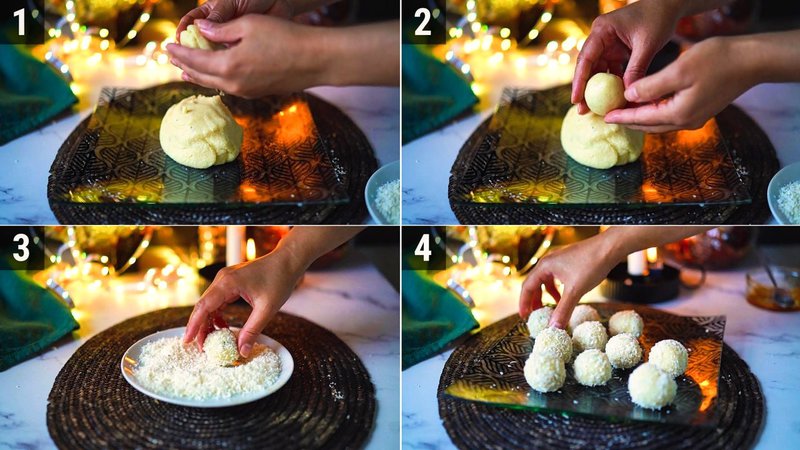 Image of the recipe cooking step-3-2 for Date Stuffed Coconut Ladoo