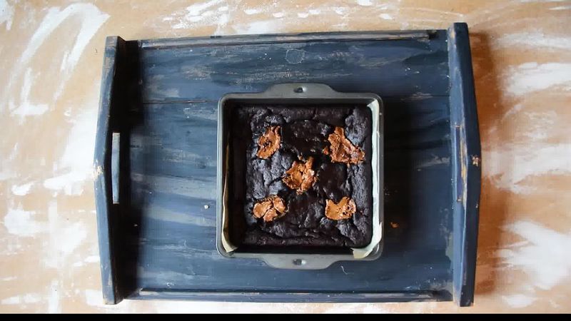 Image of the recipe cooking step-1-10 for Eggless Banana Peanut Butter Chocolate Brownies