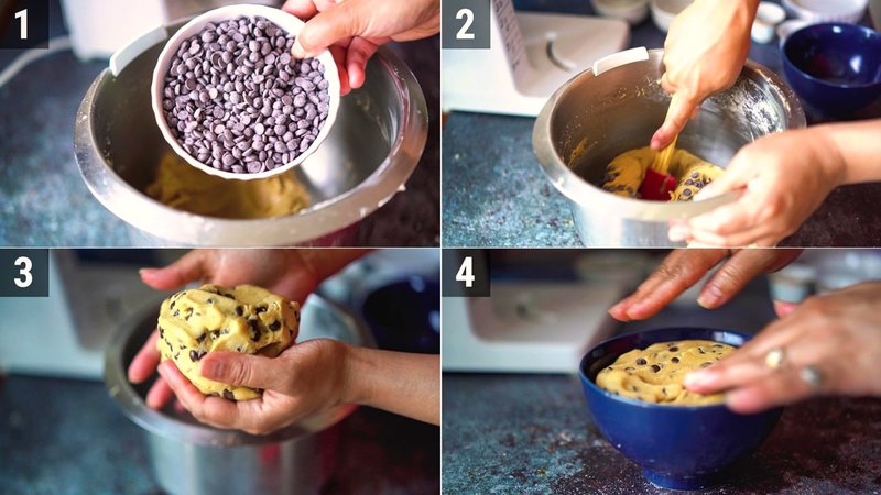 Image of the recipe cooking step-1-4 for Eggless Chocolate Chip Cookies