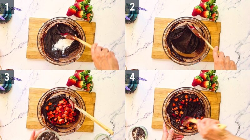 Image of the recipe cooking step-1-5 for Eggless Strawberry Brownies