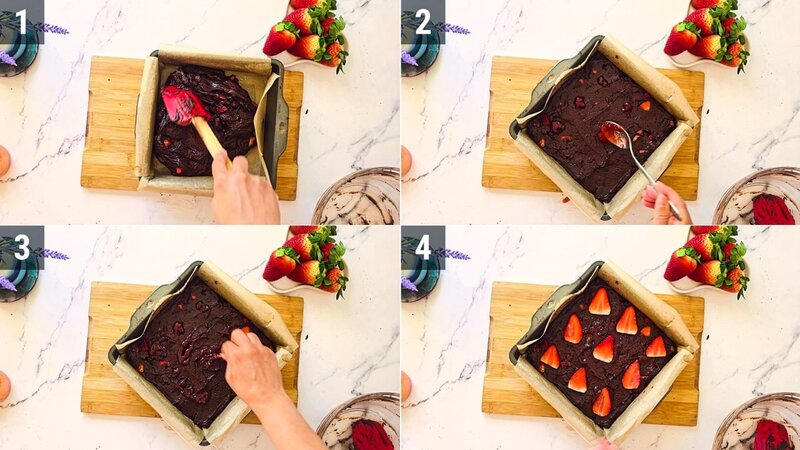 Image of the recipe cooking step-1-6 for Eggless Strawberry Brownies