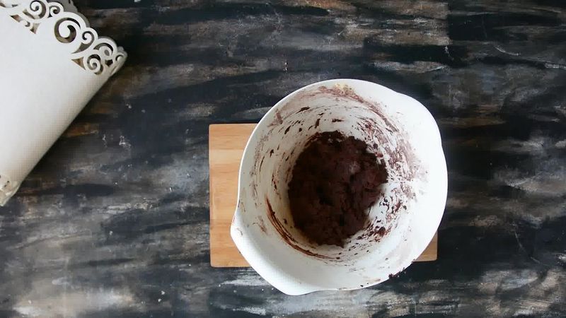 Image of the recipe cooking step-1-4 for Eggless Triple Chocolate Cookies Recipe