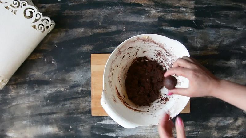 Image of the recipe cooking step-1-5 for Eggless Triple Chocolate Cookies Recipe