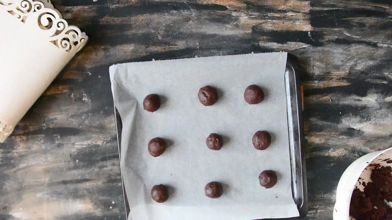 Image of the recipe cooking step-1-7 for Eggless Triple Chocolate Cookies Recipe