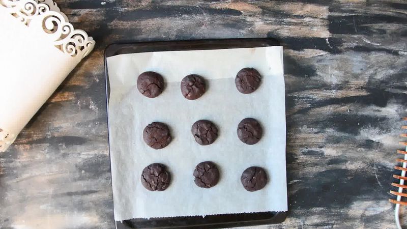 Image of the recipe cooking step-1-8 for Eggless Triple Chocolate Cookies Recipe
