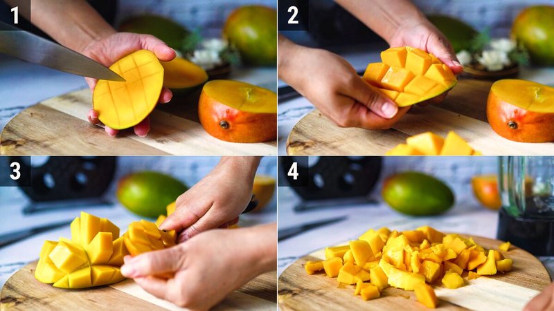 Image of the recipe cooking step-1-1 for Frozen Mango Lassi Bites