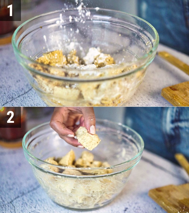 Image of the recipe cooking step-1-4 for Crispy Gochujang Tofu (Air Fryer)