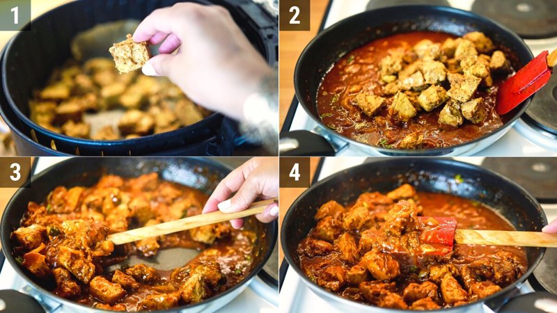 Image of the recipe cooking step-4-1 for Crispy Gochujang Tofu (Air Fryer)