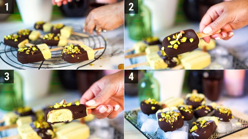Image of the recipe cooking step-1-7 for Pistachio Ice Cream Bars with Greek Yogurt