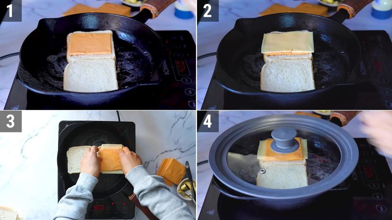 Image of the recipe cooking step-1-3 for Grilled Cheese Sandwich