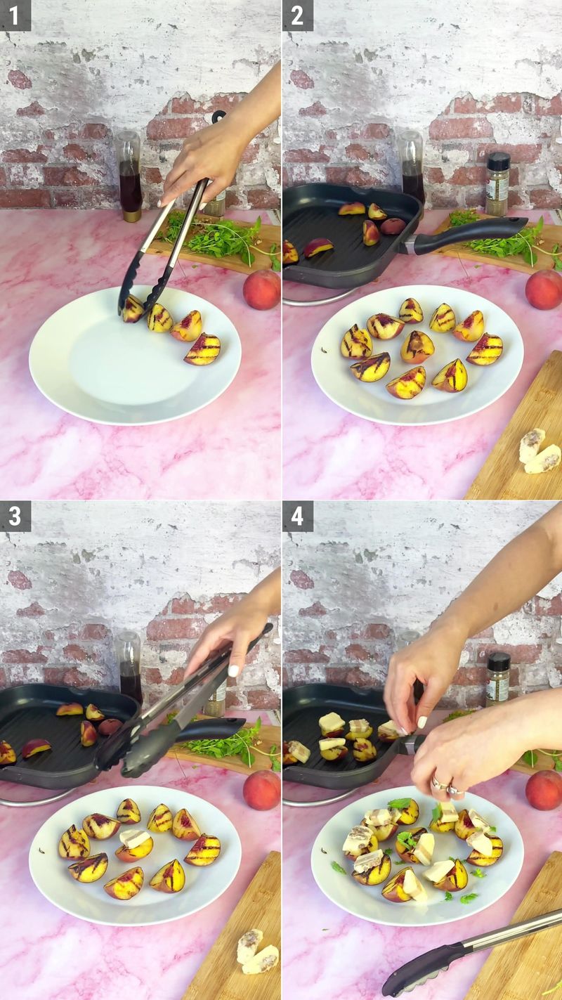 Image of the recipe cooking step-1-4 for Grilled Peaches with Cheese and Honey