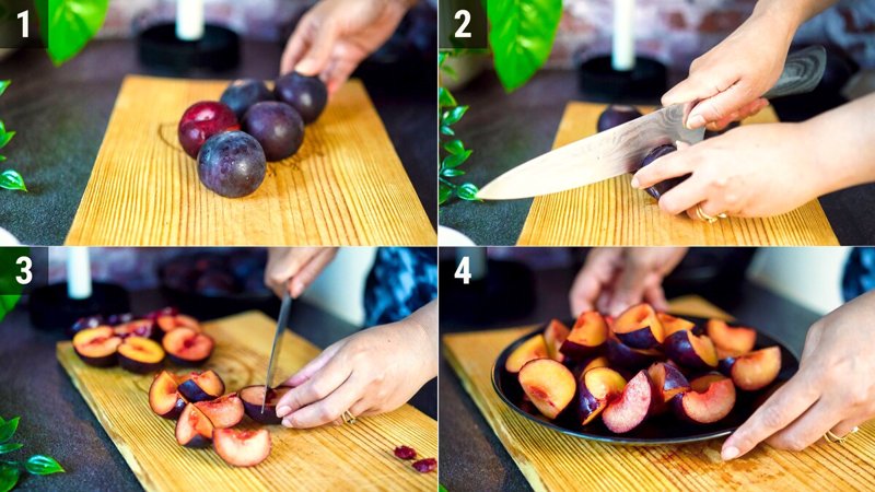 Image of the recipe cooking step-1-1 for Grilled Plum Salad