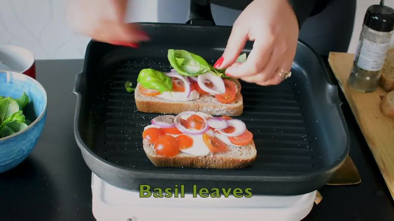 Image of the recipe cooking step-1-5 for Grilled Tomato Mozzarella Sandwich Recipe