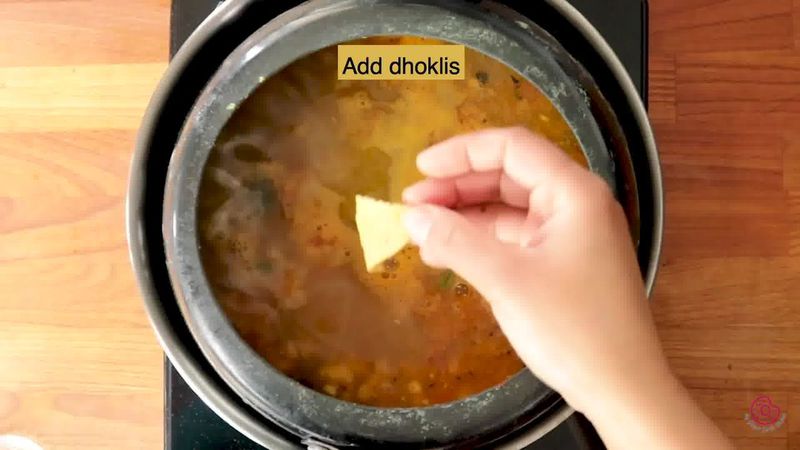 Image of the recipe cooking step-5-6 for Gujarati Dal Dhokli
