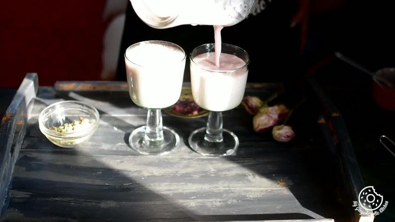 Image of the recipe cooking step-1-3 for Gulkand Lassi Recipe - How To Make Rose Lassi
