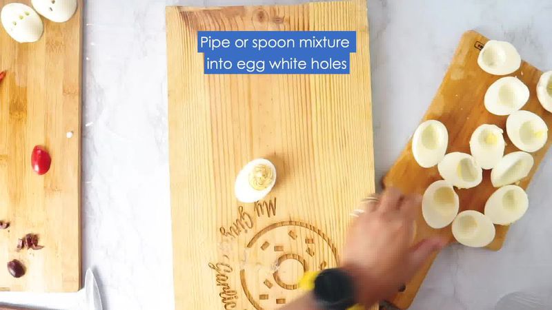 Image of the recipe cooking step-8-1 for 7 Halloween Deviled Egg Ideas + Halloween Ghost Egg