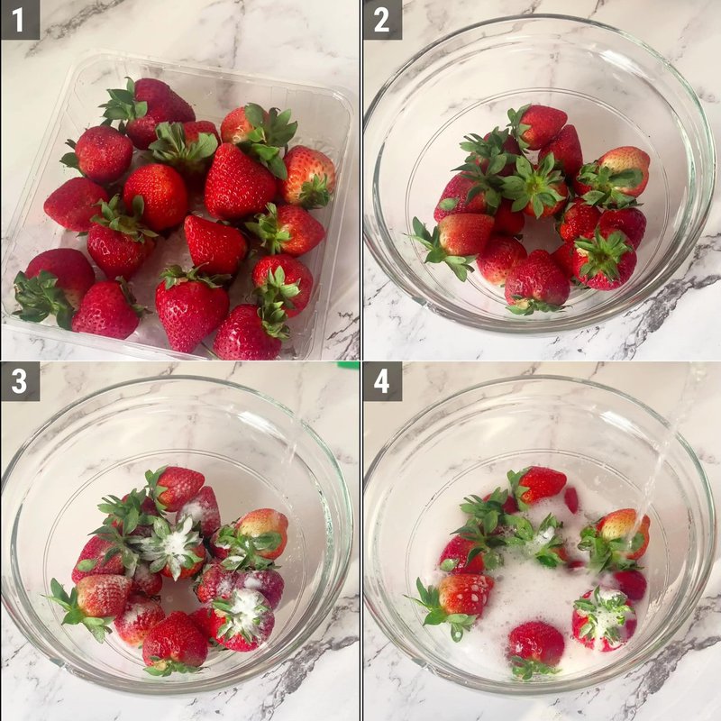 Image of the recipe cooking step-1-1 for How to clean strawberries
