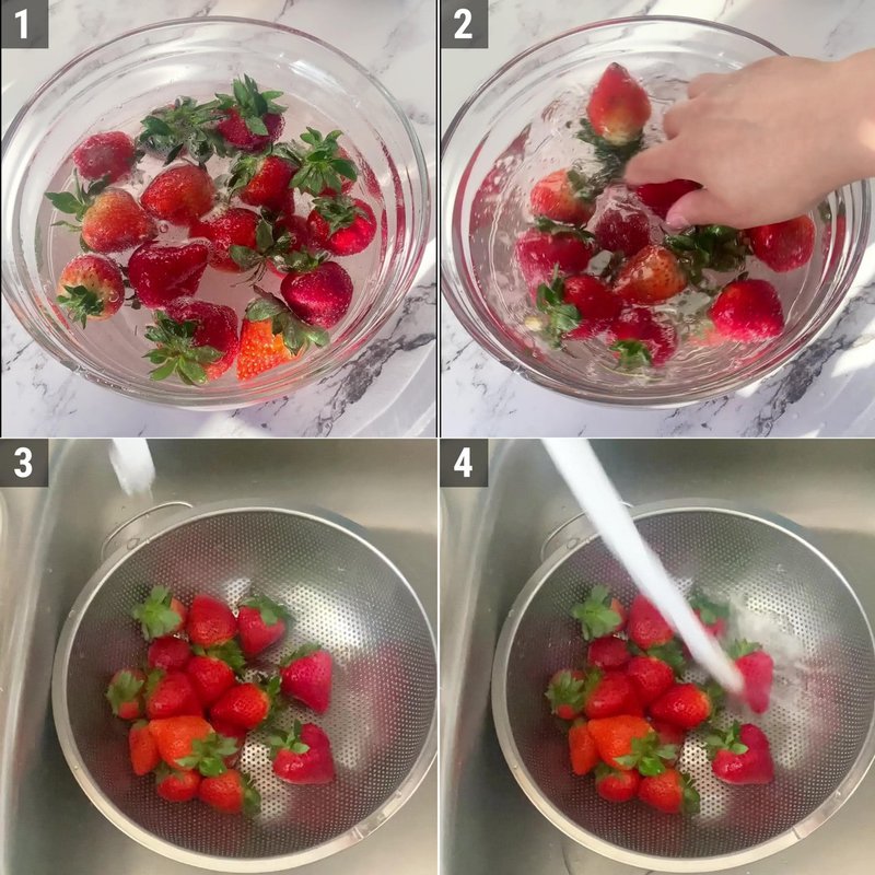 Image of the recipe cooking step-1-2 for How to clean strawberries