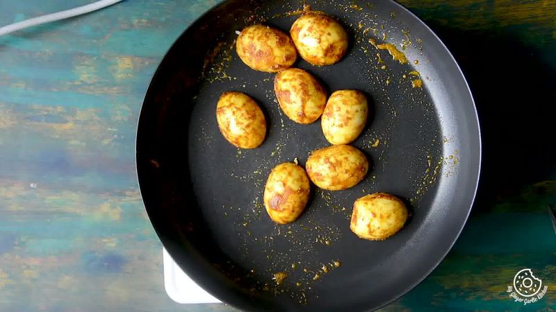 Image of the recipe cooking step-3-5 for Hyderabadi Egg Biryani - Egg Dum Biryani (Video Recipe)