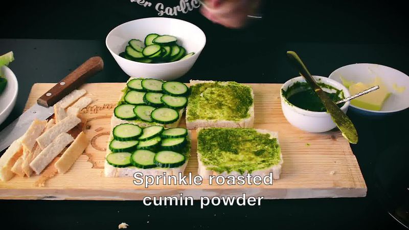 Image of the recipe cooking step-2-4 for Indian Cucumber Chutney Sandwich – Tea Time Sandwich