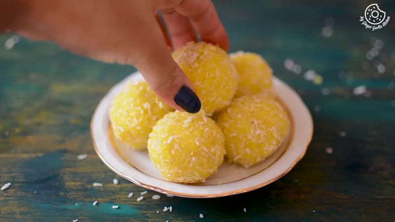 Image of the recipe cooking step-2-6 for Instant Coconut Ladoo Recipe (Rose, Saffron, Cardamom)