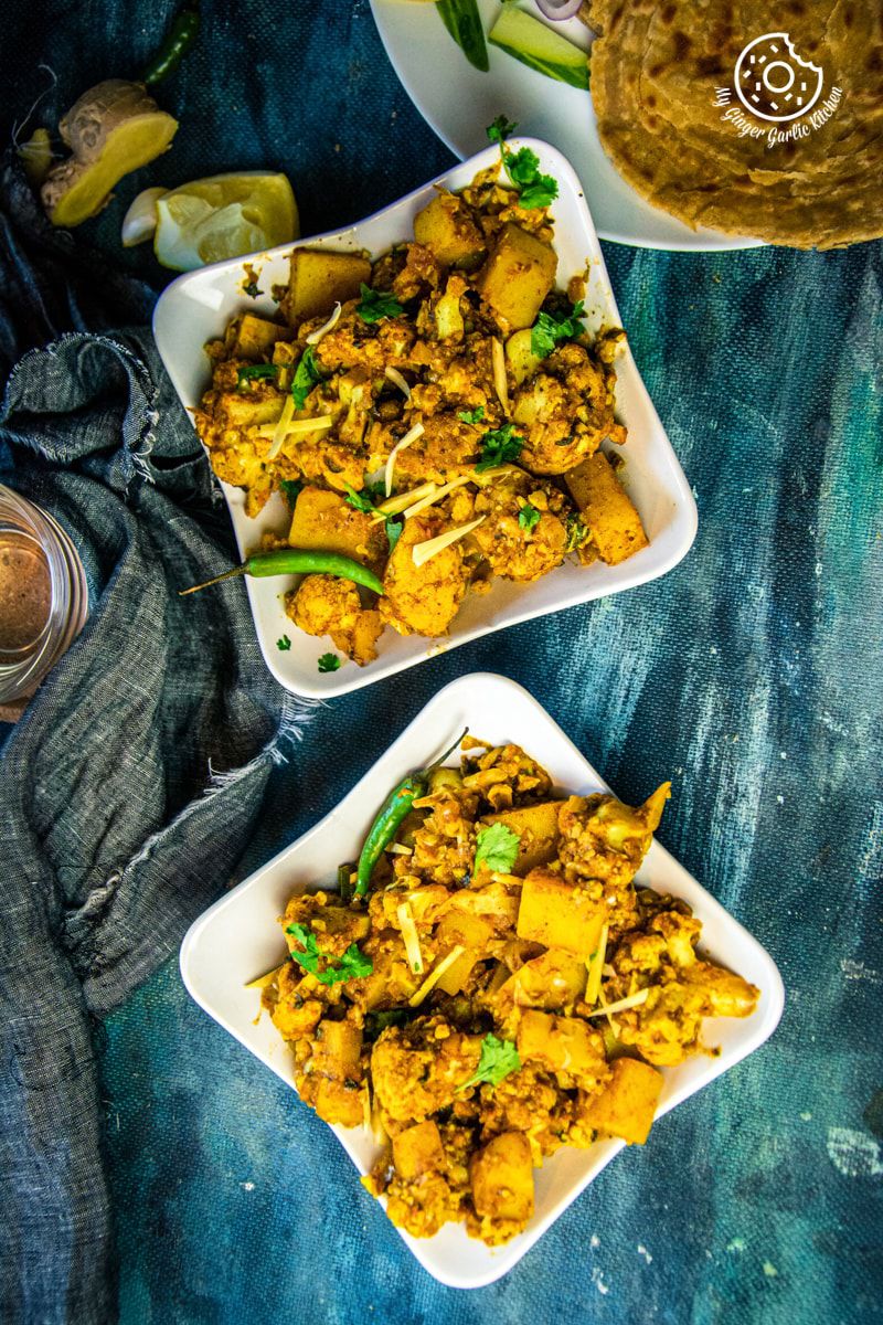 overhead shot of instant pot aloo gobi